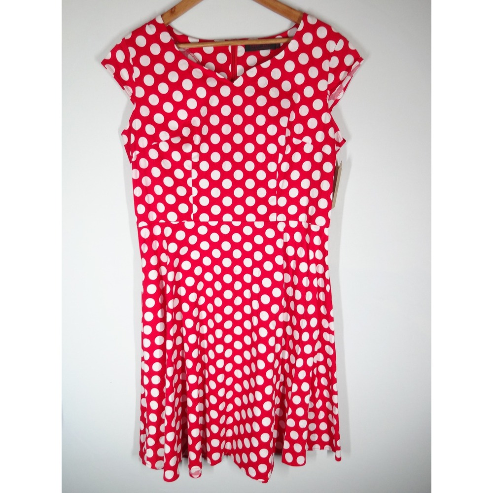 Dress Tells Polka Dot Dress 2XL Red A-Line Retro Rockabilly Pinup Swing Minnie